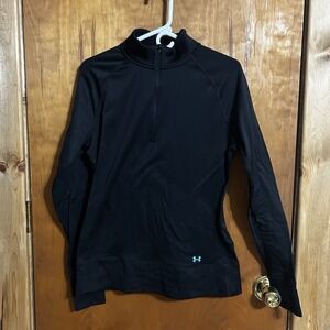 Under Armour Pullover Women XL Black ColdGear Fitted 1/4 Zip Running